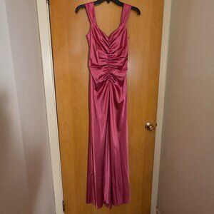 Y2K Jessica McClintock Gunne Sax Satin Maxi Dress Size 1/2 Pink Formal H/C Vtg